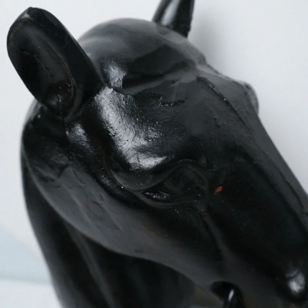 VTG Iron Horse Head Fence Post Hitching Post Topper Mouth Ring Western Country